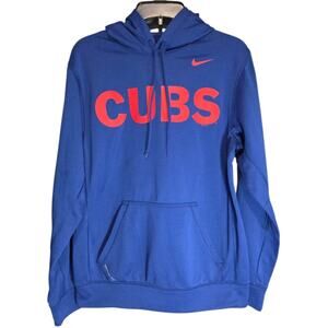 Nike Therma-Fit Chicago Cubs Hoodie Men’s Small Blue Red Spell Out Pockets